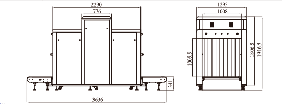  100100 security inspection machine size